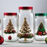 cómo decorar botes de cristal para Navidad