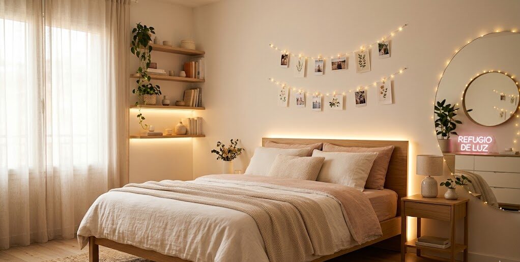 decoración con luces LED pasra la habitación